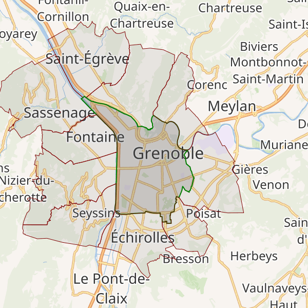 Communes limitrophes à Grenoble en Isère