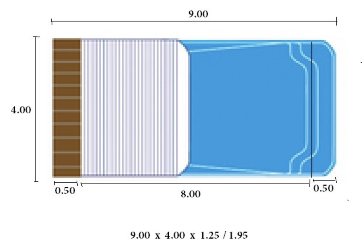 Piscine enterrée avec volet immergé coque polyester de 9m x 4m