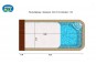 Les dimensions de cette coque de piscine rectangulaire : 9,5 x 3,7 m profondeur 1,5 m