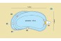 Coque de piscine polyester avec plage de 7,40 m x 3,40 m fond plat et profondeur de 1,5 m