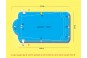 les dimensions sont de 8 x 4 pour la piscine rectangulaire et de 9,15 en comprenant l'escalier