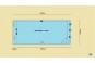 Plan. Piscine avec volet de sécurité immergé de 7,40 m x 3,65 m. Fond plat.
