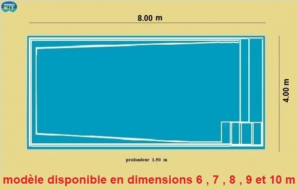 Kit Piscine Baltique 8x4 coque polyester rectangulaire