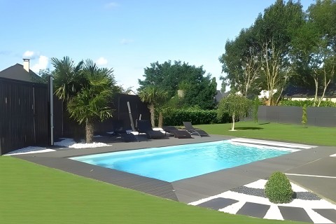 Paques piscine rectangulaire coque polyester 9 x 4 m