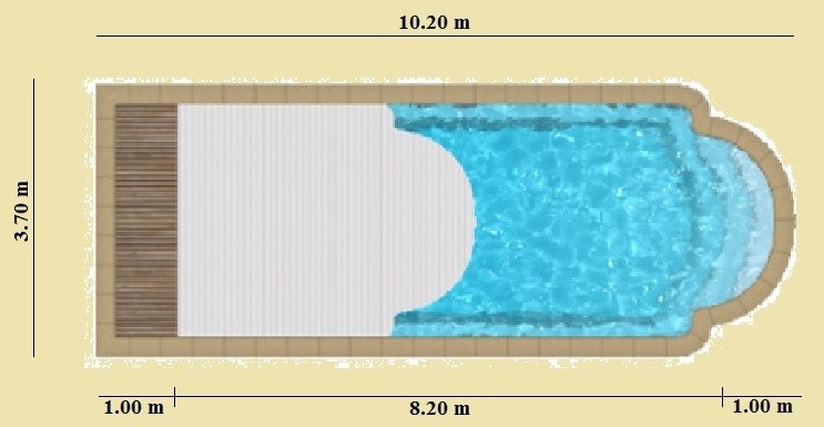 Piscine en kit coque polyester Hawaï 10,20 x 3,70m