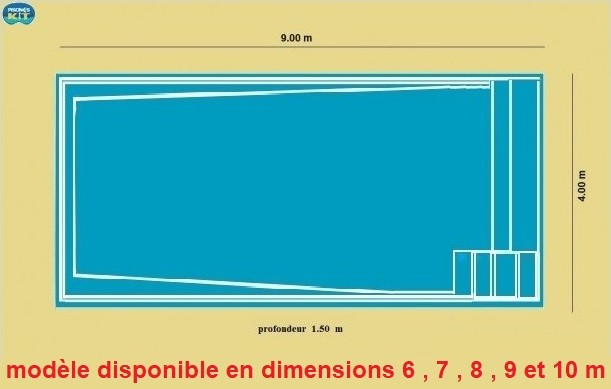 Schéma et dimensions de votre coque piscine rectangulaire Paques
